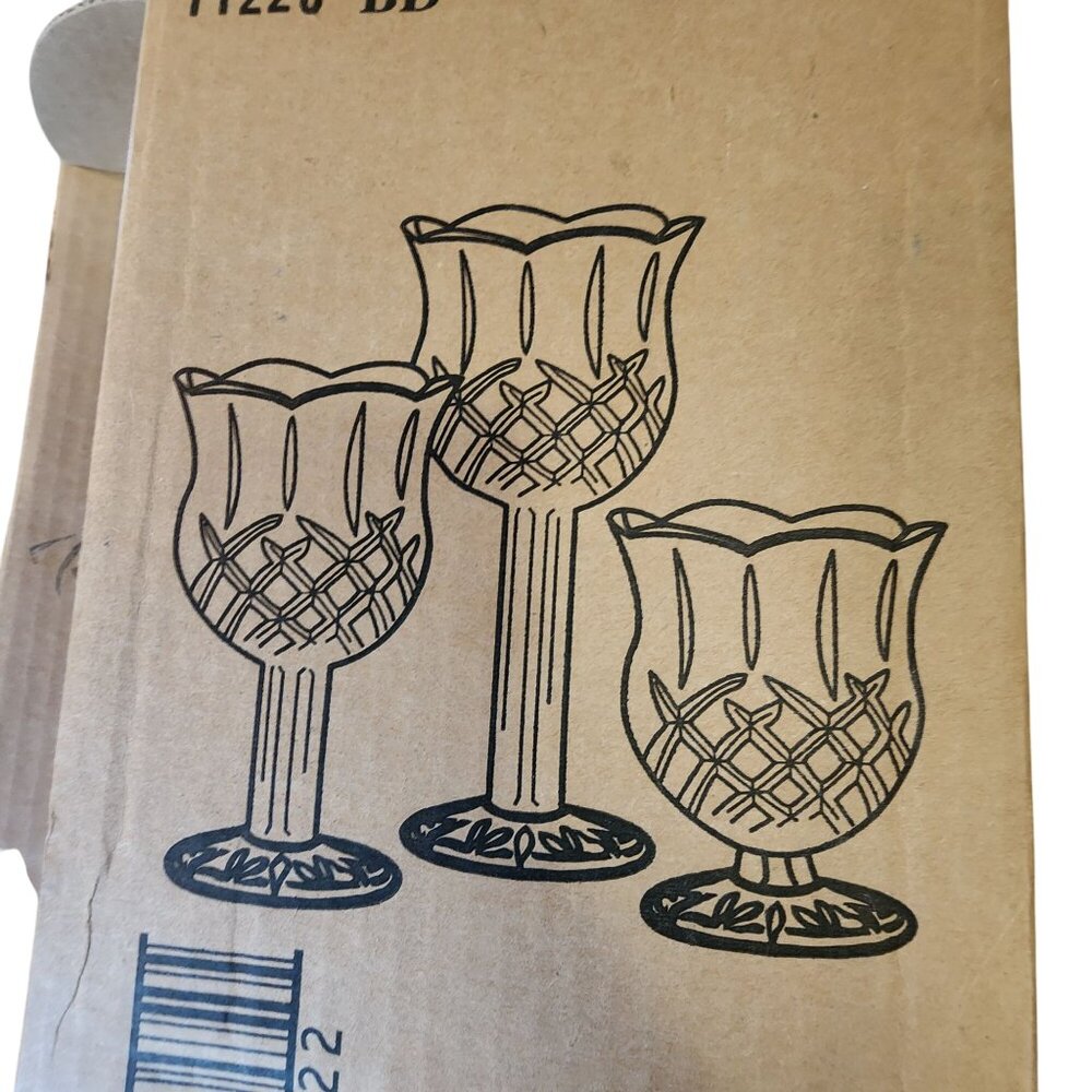 Home Interiors Gifts 3 Piece Crystal Stemmed Candle set